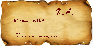 Klemm Anikó névjegykártya